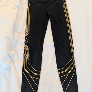 Black Leggings with Gold Geometric Design